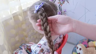 КАК ЗАПЛЕСТИ КВАДРАТНУЮ. КОСУ ПРИЧЕСКИ ДЕТЯМ.SQUARE BRAID, THICK BRAID