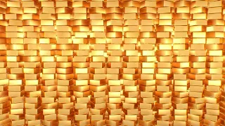 Abstract Shiny Golden Cube Metallic Reflection Moving Wall Rotates 4K DJ Visuals Loop Background