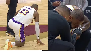 LBJ ALMOST PASSED OUT & GOES DOWN IN MIDDLE OF COURT! STOPS PLAYING COMPLETELY!