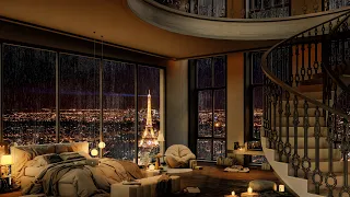 Night Jazz at 4K Cozy Apartment in Paris - Relaxing Piano Jazz Music to Relax, Chill, Study and Work