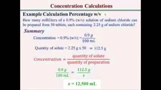 Percentage Concentration Calculations