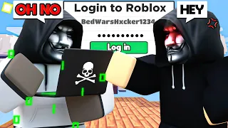 I LOGGED Into A HACKERS Account And Got CAUGHT.. (Roblox Bedwars)