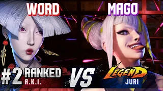 SF6 ▰ WORD (#2 Ranked A.K.I.) vs MAGO (Juri) ▰ Ranked Matches