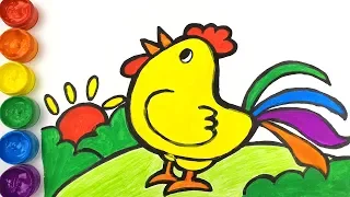 Rainbow chicken coloring and drawing for Kids, Toddlers | Learn Colors | Happy Kids☆