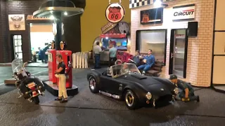 1/18 street diorama imagine garage /in progress/ (diecast stores and bike shop) with lights