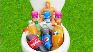 Experiment! Stretch Armstrong vs Coca Cola,Fanta,Pepsi,Yedigün,Fruko and Mentos in Toilet