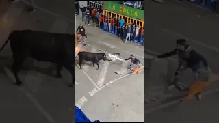 Setting bulls horn on fire