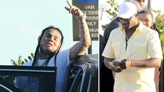 Tekashi 6ix9ine Hides Behind MASSIVE Security Team Following Dinner Meeting With Akon