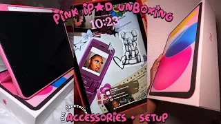 PINK IPAD 10TH GEN UNBOXING + setup & accessories 💕