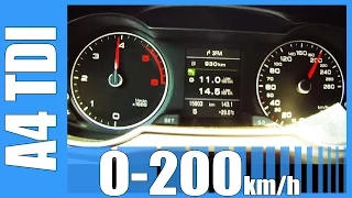 Audi A4 2.0 TDI 0-200 km/h NICE! Acceleration Beschleunigung Test Autobahn