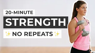 20 Minute NO REPEAT Full Body Workout With Weights (No Jumping!)