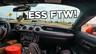 Full throttle first drive gets sketchy in 700hp ESS Supercharged Mustang GT *REACTION*