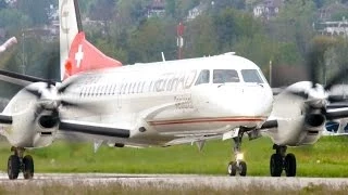 Etihad Regional Saab 2000 Landing & Take Off at Bern Airport