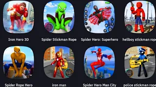 Iron Hero, Spider Stickman Rope, Spider Hero Superhero, Hellboy Stickman, Spider Rope Hero, Iron Man