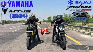 Bajaj Pulsar Ns200 Bs7 (2024) vs Yamaha MT15 V3 || Drag Race || Race Till Their Potential