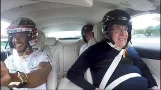 Lewis Takes Sir Frank Williams for a Silverstone Hot Lap