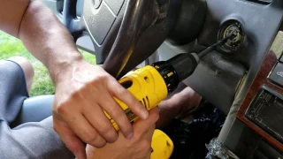 drilling out an ignition...it worked. see other vids. my drill rocks!