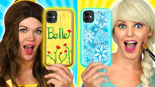 WE CUSTOMIZE PHONE CASES WITH ELSA, BELLE AND MULAN PAINT AMAZING PHONE CASES. Totally TV Parody.