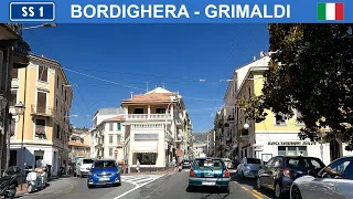 Driving in Italian Riviera. From Bordighera to French border. 4K