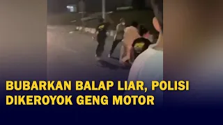 Detik-Detik Polisi Dikeroyok Geng Motor Saat Bubarkan Balapan Liar