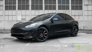 Tesla Model 3 Customized with All Satin Black Look