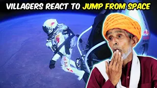 Villagers React To Jumping From Space - Red Bull Space Dive - BBC! Tribal People React To Space Jump