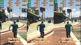 GTA V Athlon 3000g 720p Vega 3 vs GT 740 vs GT 1030 ddr4