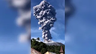 WATCH | Massive column of ash, smoke hovers over erupted volcano in Indonesia