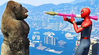 GTA 5 Crazy Ragdolls Red Spiderman VS Gorilla (GTA 5 Euphoria Physics Funny Moments & Fails)