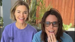 kate and leisha explaining thepantspod merch drop