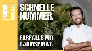 Schnelles Farfalle-Rezept mit Rahmspinat von Steffen Henssler