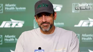 Aaron Rodgers says he "feels really good" after practicing in Jets OTAs