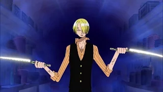 Sanji is fighting with knives instead of his legs