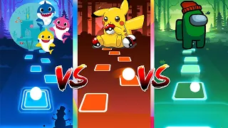 BABY SHARK VS PIKACHU VS AMONG US  I Tiles Hop EDM Rush