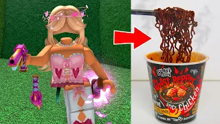 EVERY TIME I DIE, I EAT SPICY NOODLES in Roblox Murder Mystery 2..