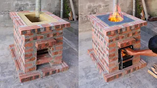 Creative ideas from cement / Build a beautiful smokeless wood stove from red bricks