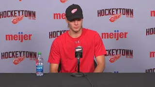 Red Wings prospect Carter Mazur talks at 2022 development camp: 2021 third round pick media session