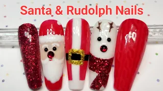 Santa & Rudolph Nails | How to do Christmas Nail Art | Lora Rolling