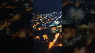 Chisinau hyperlapse aerial drone view at night 2, Moldova