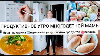 ПРОДУКТИВНОЕ УТРО МНОГОДЕТНОЙ МАМЫ |внедряю новую привычку| перловый суп, пирожки| закупка продуктов