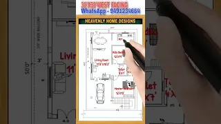 30X50 West facing vastu house plan #telugubuildingplans #youtubeshorts #3delevationdesign