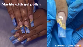 How to do marble with gel 💙 Beginners nail tutorial