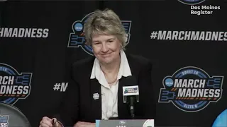 Lisa Bluder press conference after Iowa women's basketball's victory vs. LSU in Elite 8