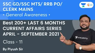 Best 200+ LAST 6 MONTHS CURRENT AFFAIRS SERIES APRIL - SEPTEMBER 2021 | Class 11 | Piyush Singh