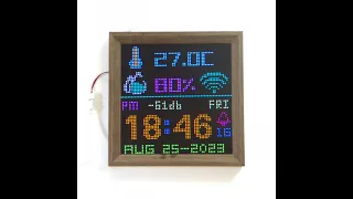 Wall Clock Digital Alarm Clock Pixel Clock ESP8266 Colorful LED Matrix Display