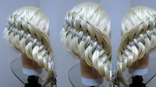 ⛄❄ Новогодняя причёска  Коса с лентами Курс плетения кос. Hair tutorial. Braid