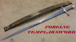 Forging a KNIGHT Sword out of Rusted Steel SPRING  PART 2 #forging    #knifemaking    #crafts