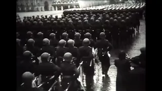 Soviet soldiers throw Nazi flags in front of Lenin's mausoleum - 1945 Victory parade