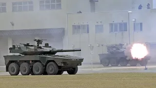 Japan's Mitsubishi Type 16 Maneuver Combat Vehicle JSW 105mm L/52 Gun Blank Firing 2023 Latest 16MCV