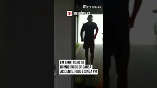 Em BMW, filho de bombeiro do DF causa acidente, foge e xinga PM